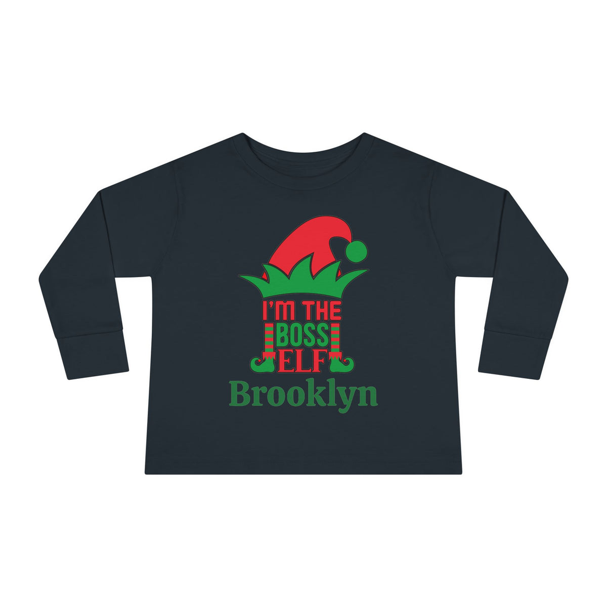 I'm The Boss Elf Personalized Toddler Long Sleeve Tee
