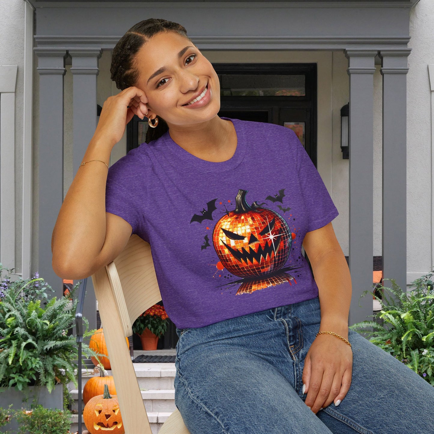 Orange Disco Pumpkin Adult T-shirt