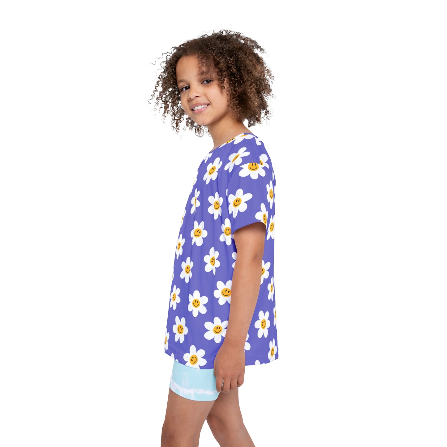 Floral Smile Design Kids Sports Jersey