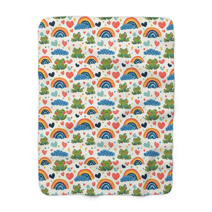 Ribbit Rainbows Sherpa Fleece Blanket