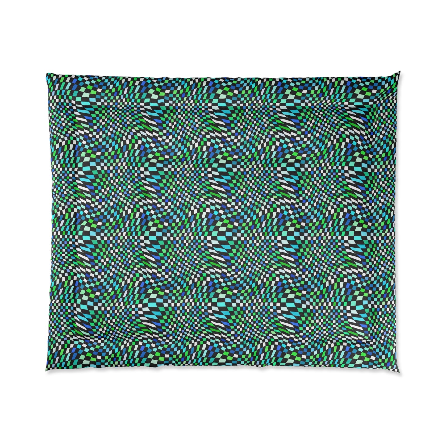 Warped Green Checkered Comforter