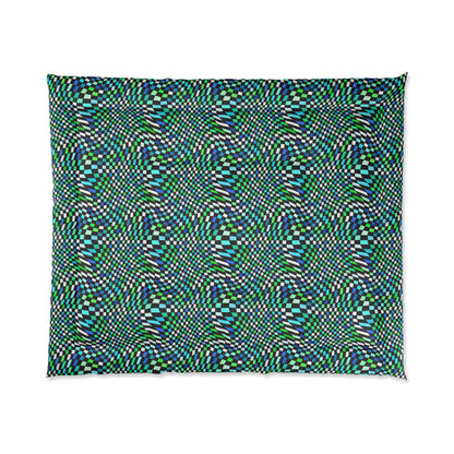 Warped Green Checkered Comforter