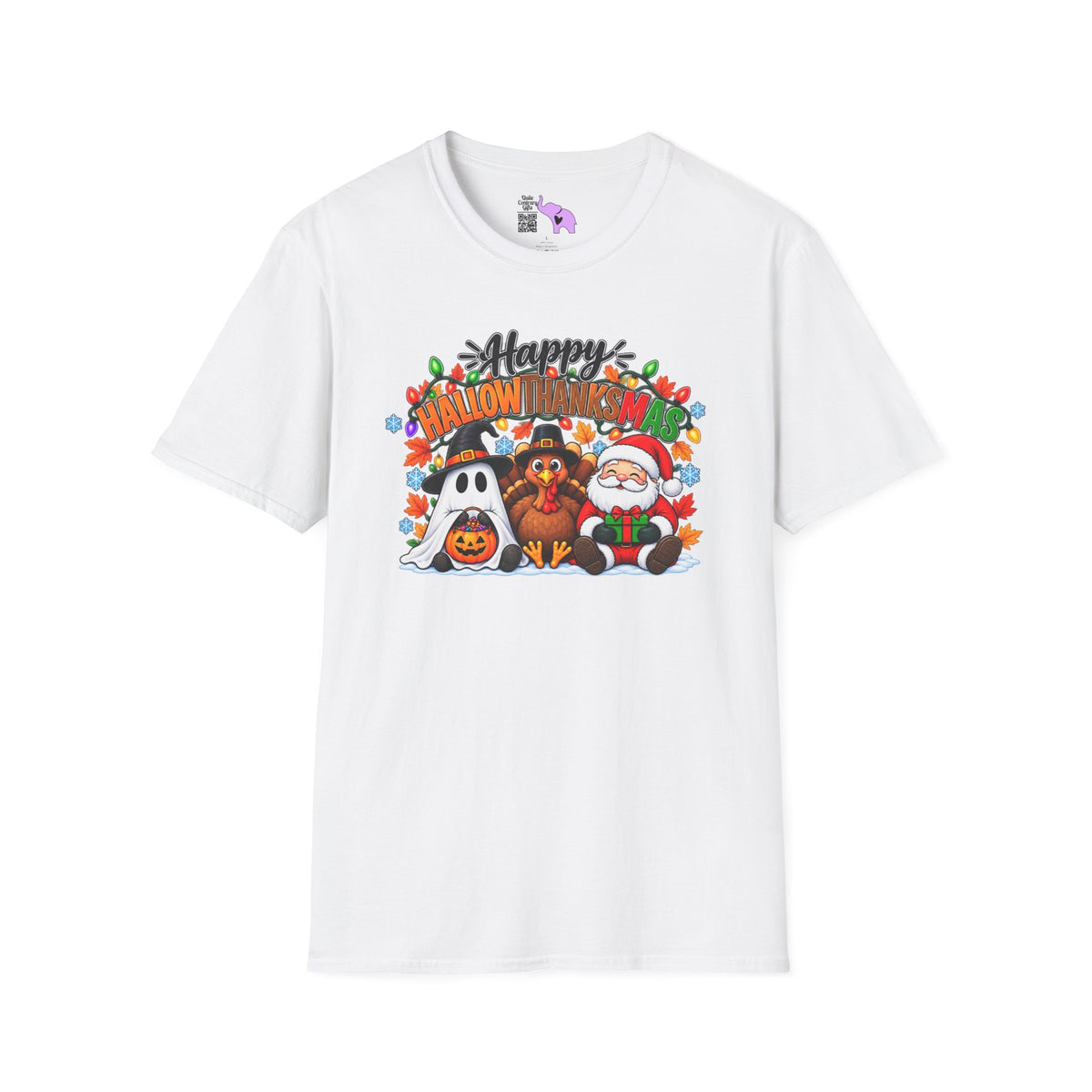 Happy Hallowthanksmas (String Lights) Adult T-shirt