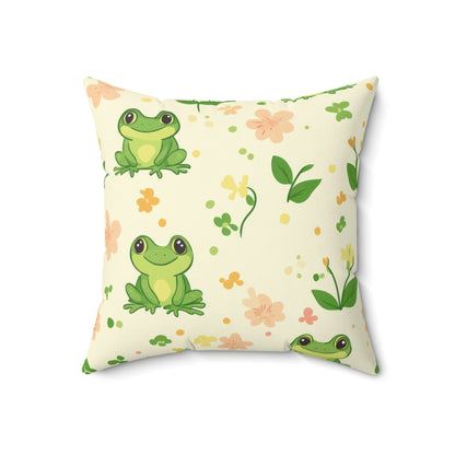 Froggy Meadow Throw Pillow