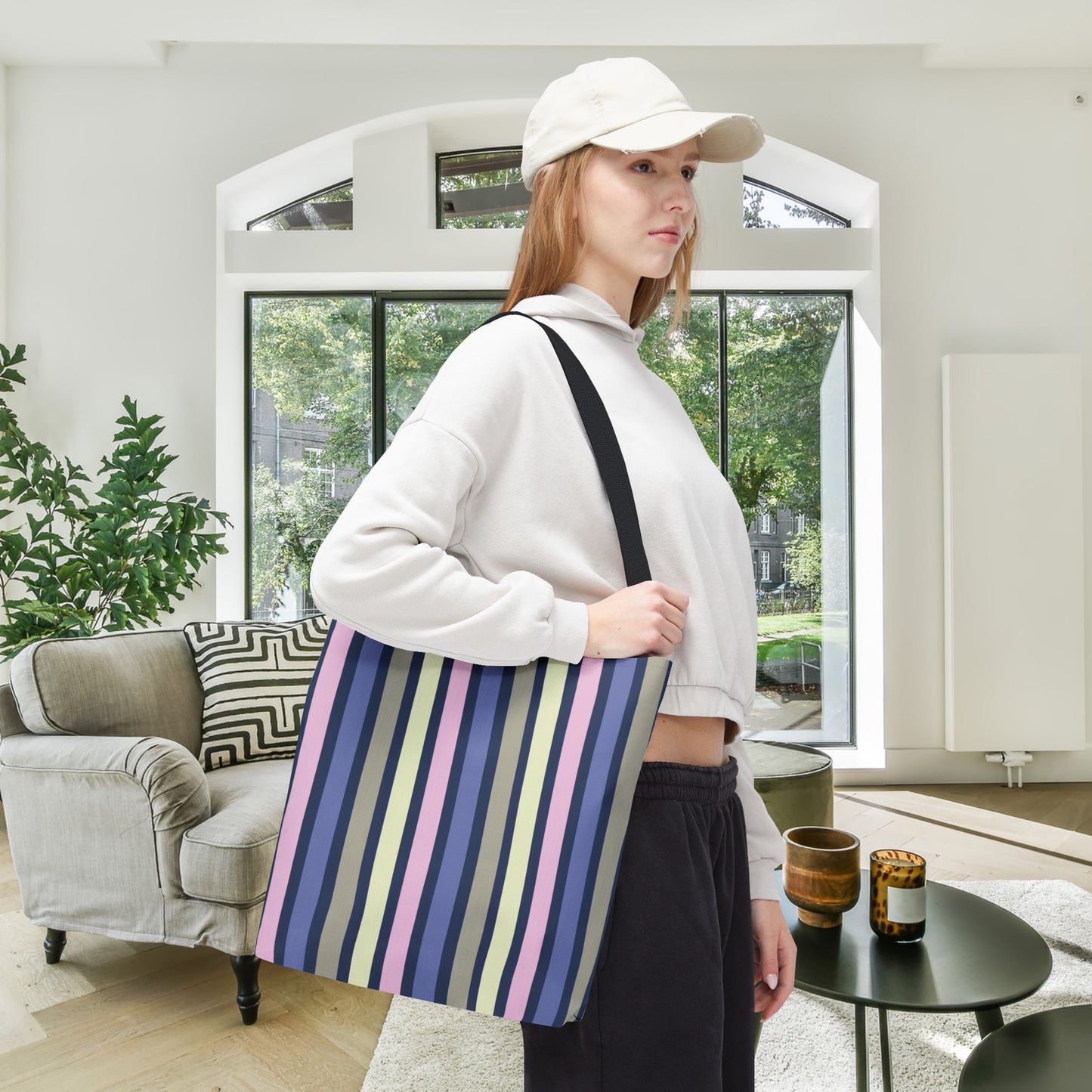 Earthy Stripes Canvas Tote Bag