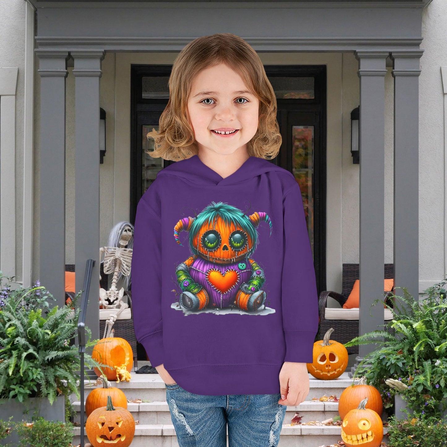 Patchwork Pumpkin Heart Toddler Hoodie