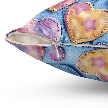 Color Pop Stitched Hearts Duvet Bedding Set