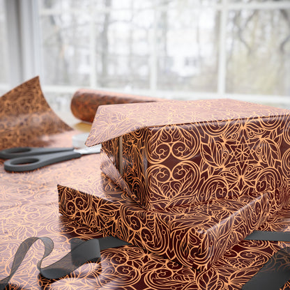 Golden Crimson Mandala Wrapping Paper