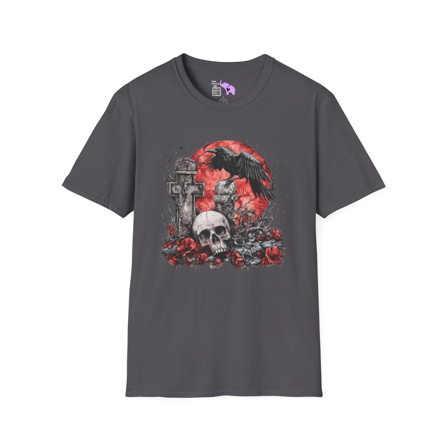 Halloween Graveyard w/Skull Adult T-shirt