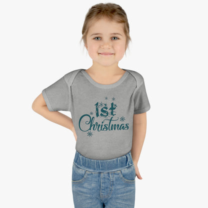 1st Christmas Infant Baby Rib Bodysuit