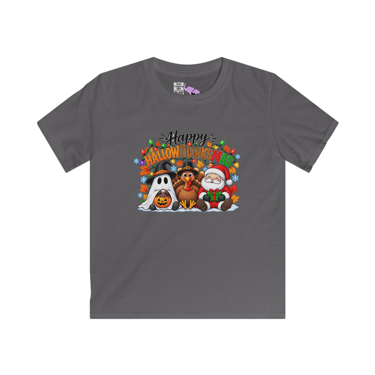 Happy Hallowthanksmas (String Lights) Youth Softstyle Tee