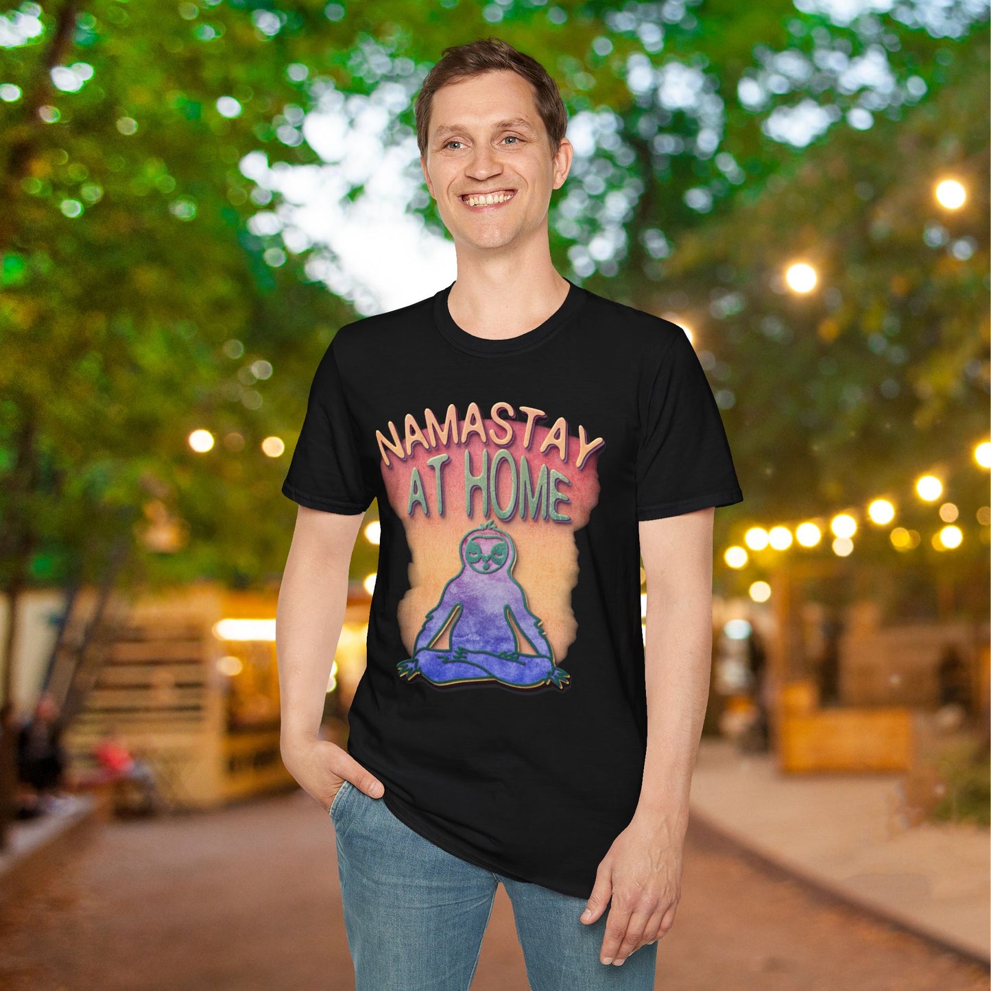 Namastay At Home Adult T-shirt