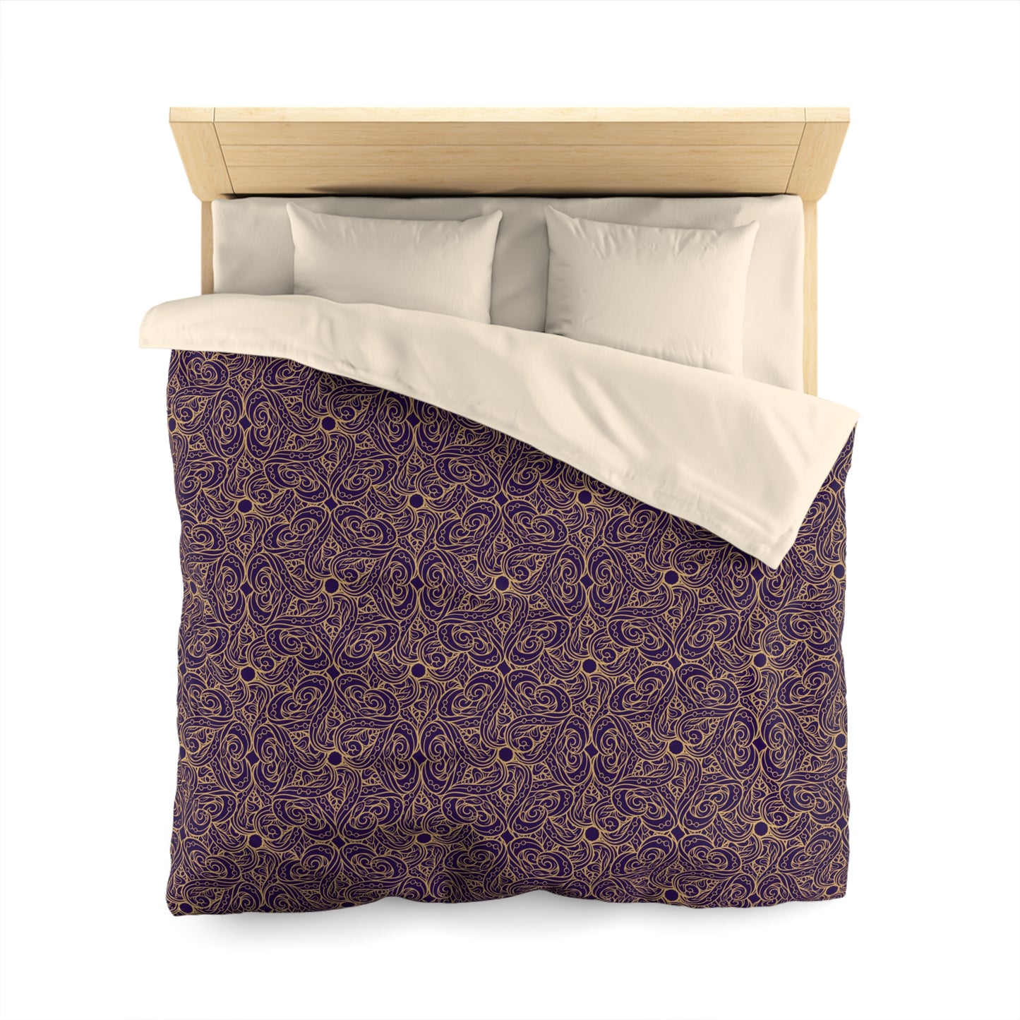Golden Amethyst Radiance Mandala Microfiber Duvet Cover