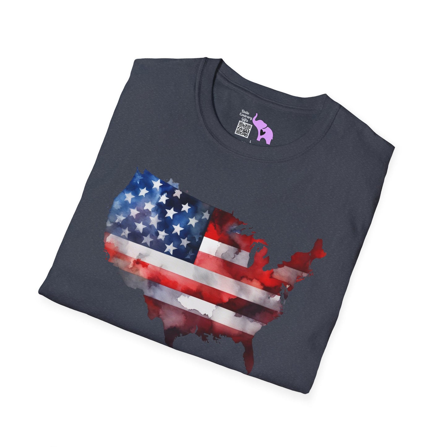 American-Shaped Flag Watercolor Adult T-Shirt