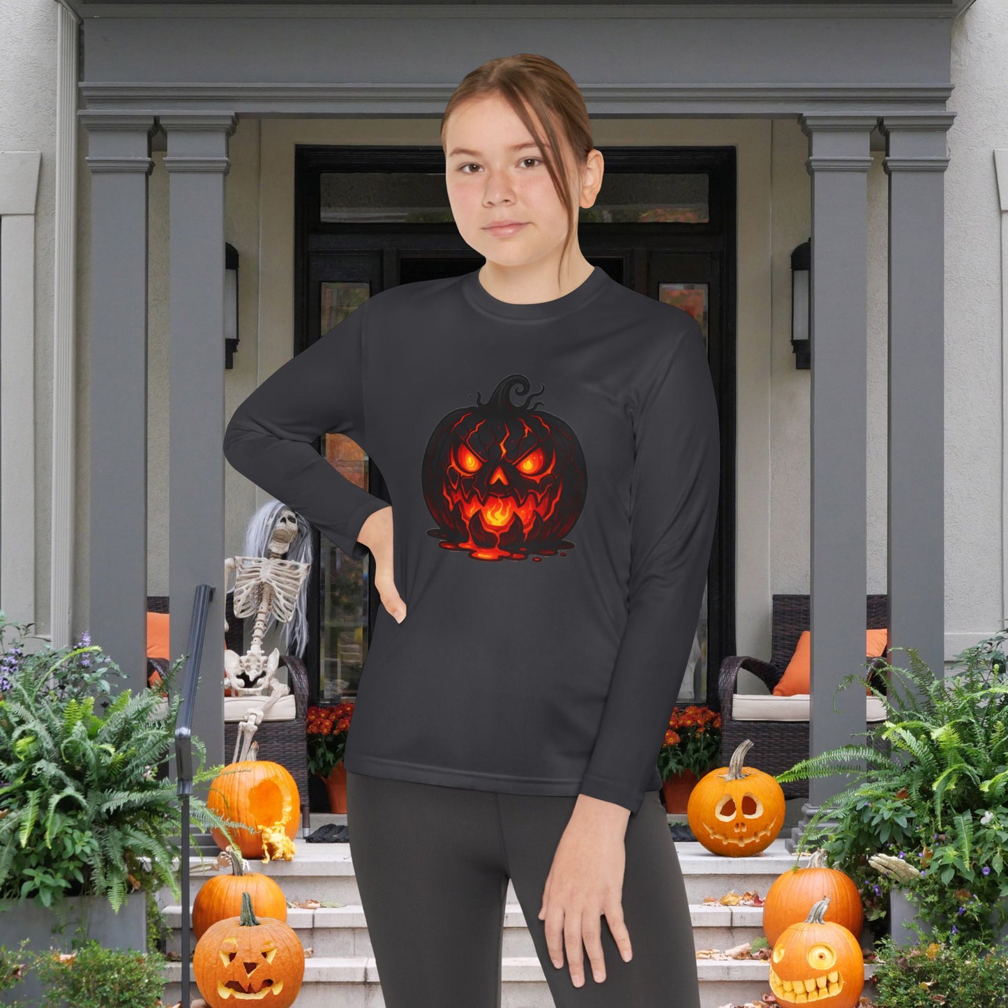""Inferno Jack-O’-Lantern Youth Long Sleeve Tee