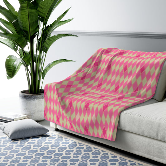 Pink Harlequin Fleece Blanket