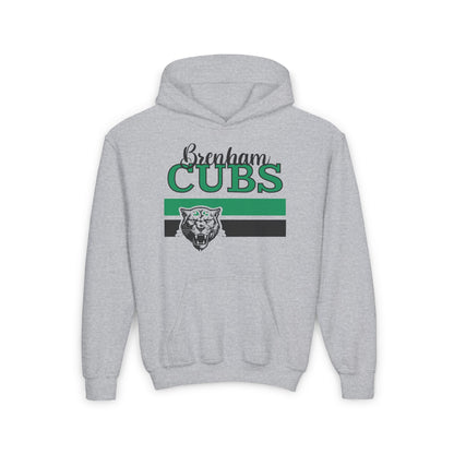 Brenham Cubs w/Mascot & Stripes Mascot Youth Heavy Blend Hoodie