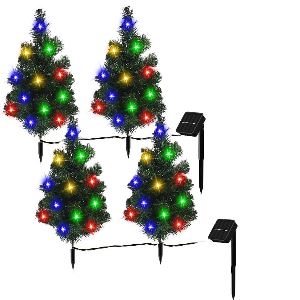 Multicolor LED Solar Christmas Trees – Pack of 2, 4, or 6