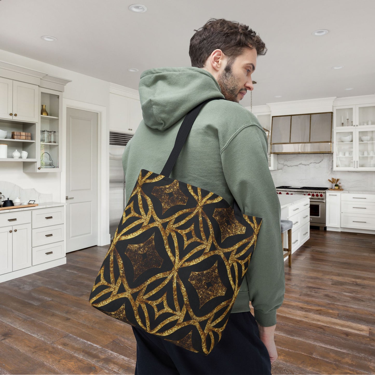 Golden Star Lattice Canvas Tote Bag