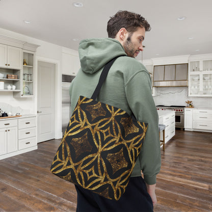 Golden Star Lattice Canvas Tote Bag