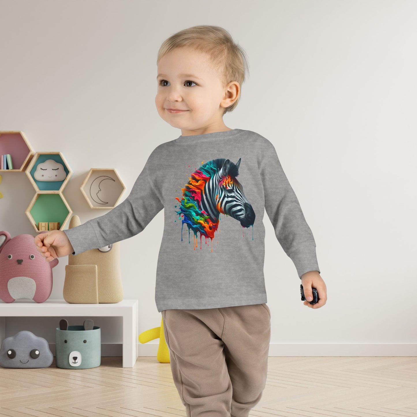 Colorful Zebra Toddler Long Sleeve Tee