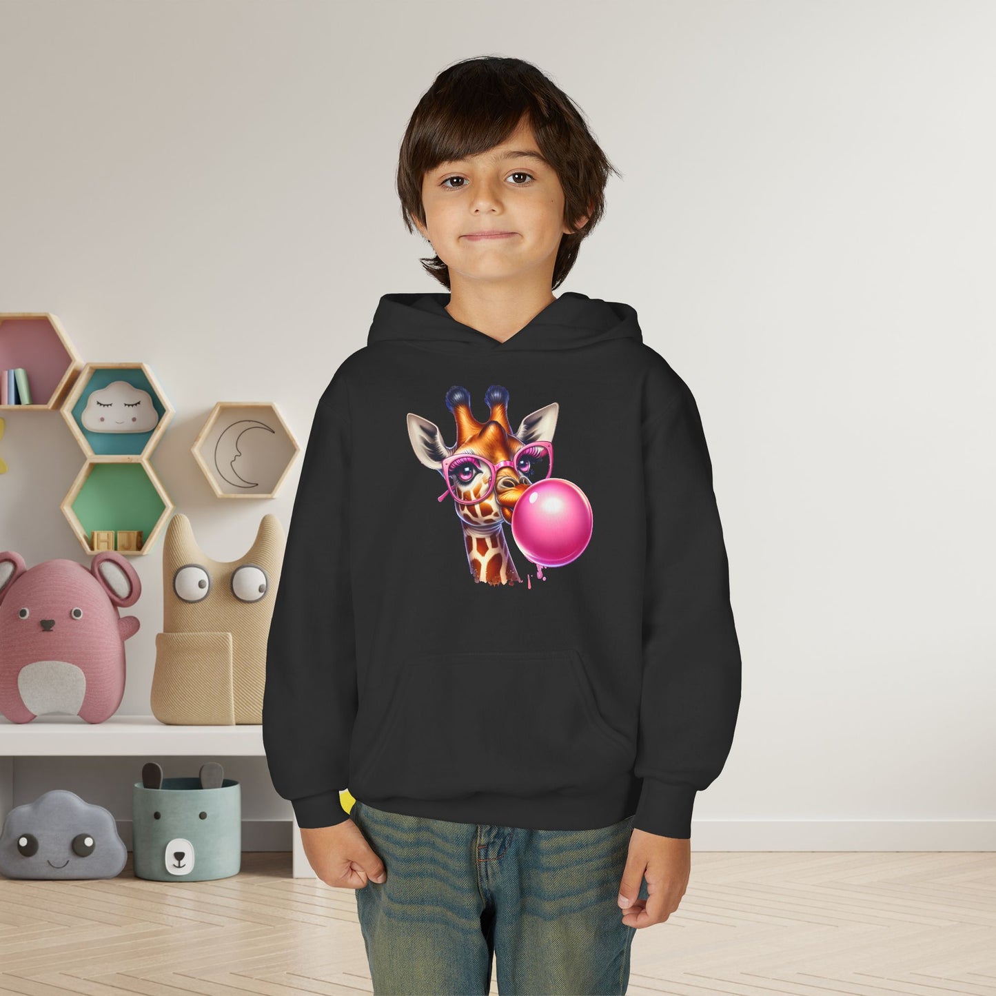 Girraffe Blowing Bubble Youth Heavy Blend Hoodie