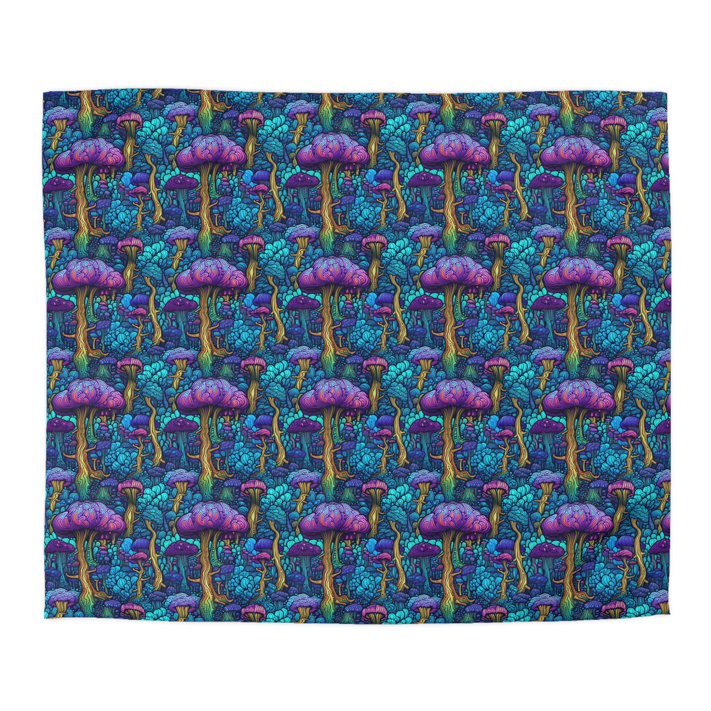 Trippy Purple Mushrooms Microfiber Duvet Cover