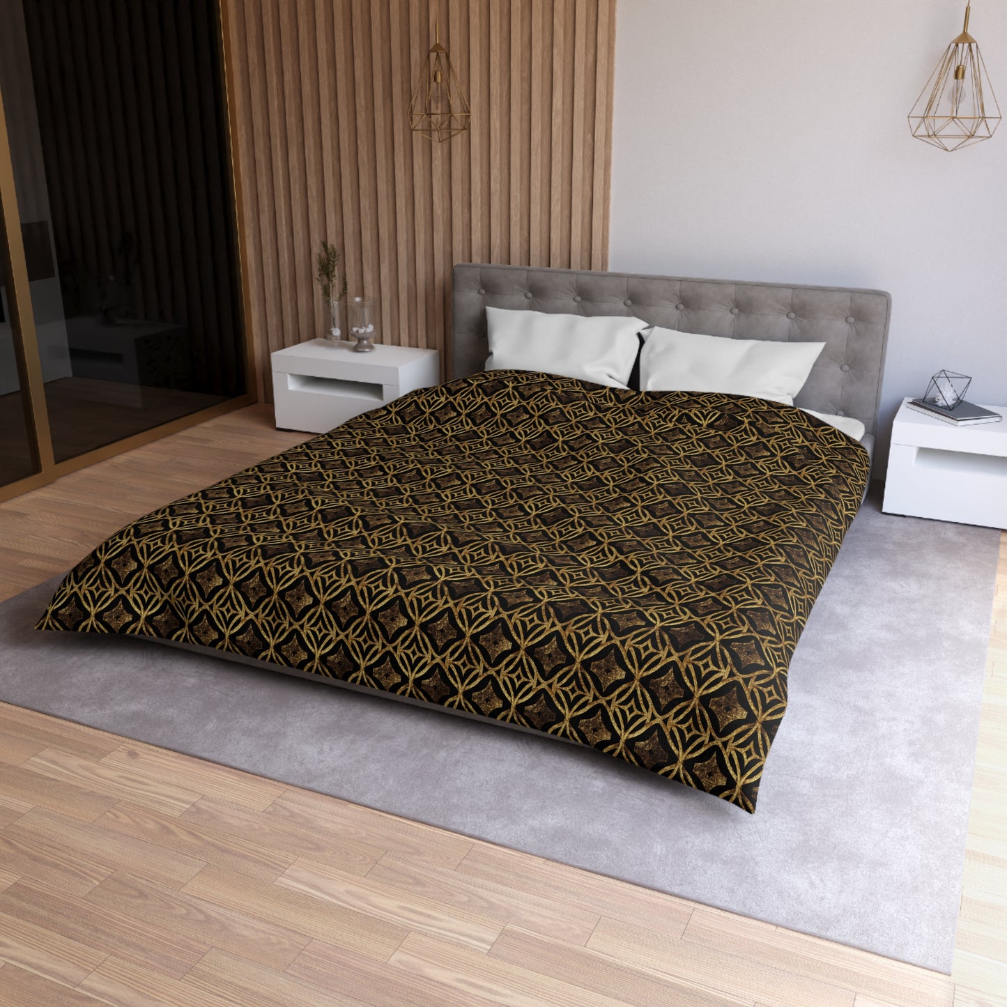 Golden Star Lattice Duvet Bedding Set