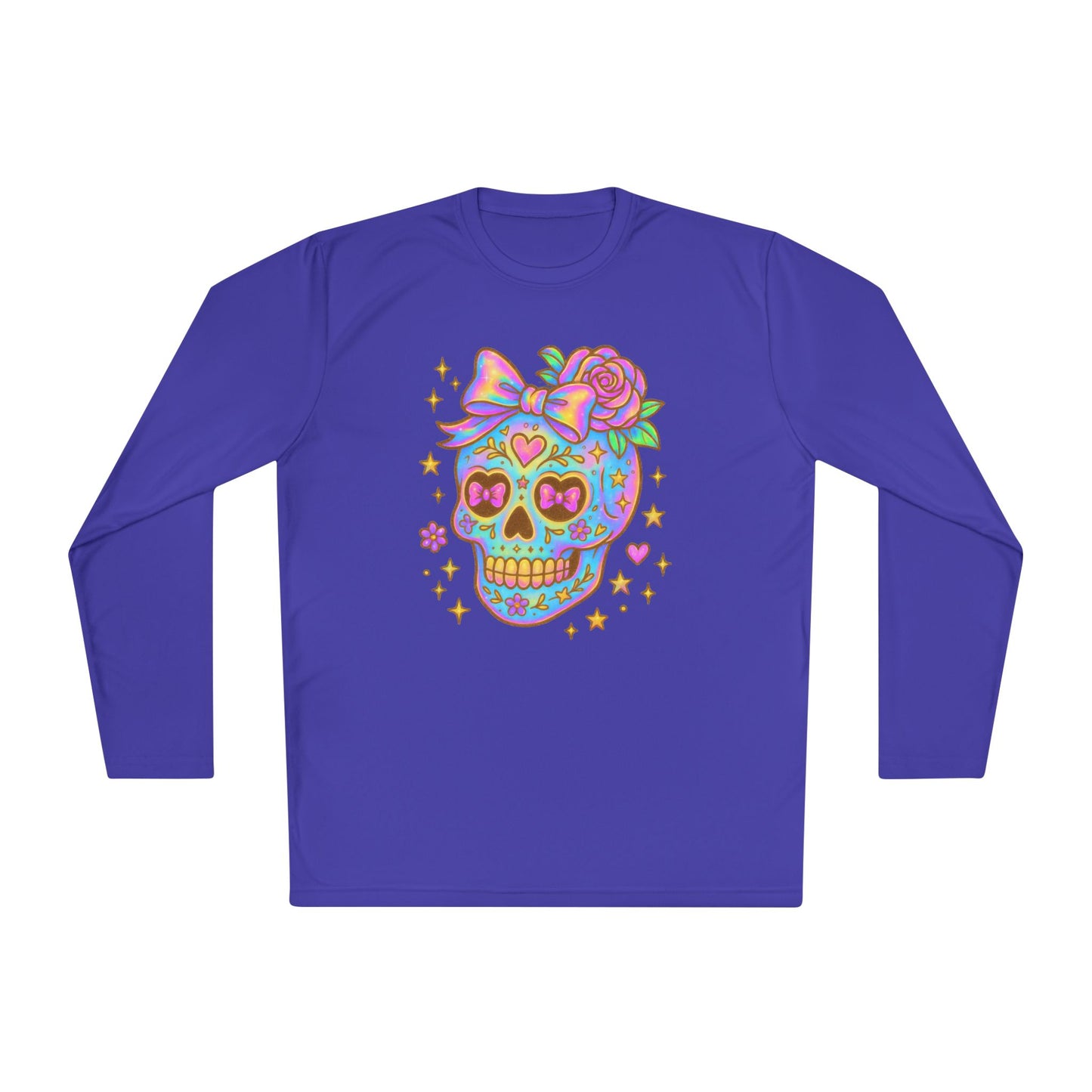 Neon Sugar Skull Adult Long Sleeve Tee