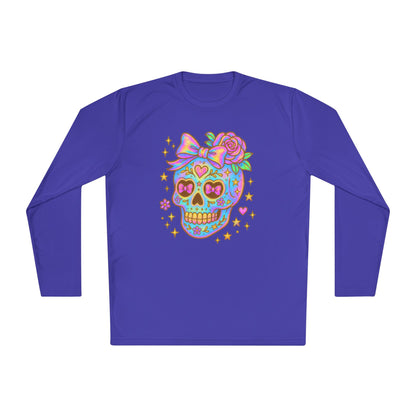 Neon Sugar Skull Adult Long Sleeve Tee