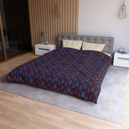 Midnight Gilded Leaves Microfiber Duvet Cover