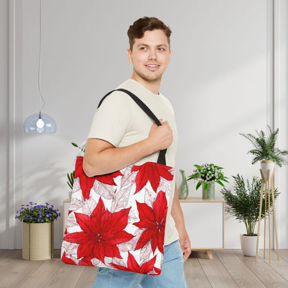Christmas Blossom Sketch Canvas Tote Bag