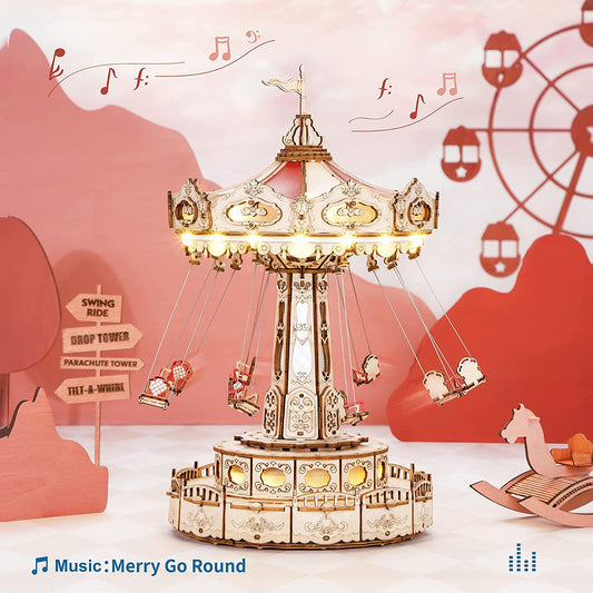 Carnival Swing Ride Mechanical Wooden Music Box Kit