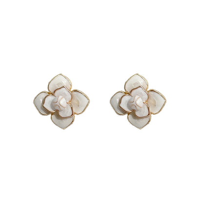 Cute Flower Shell Lever-Back Earrings