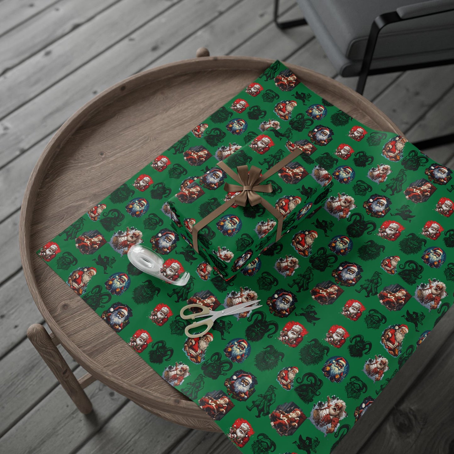 Creepy Santa & Krampus Wrapping Paper