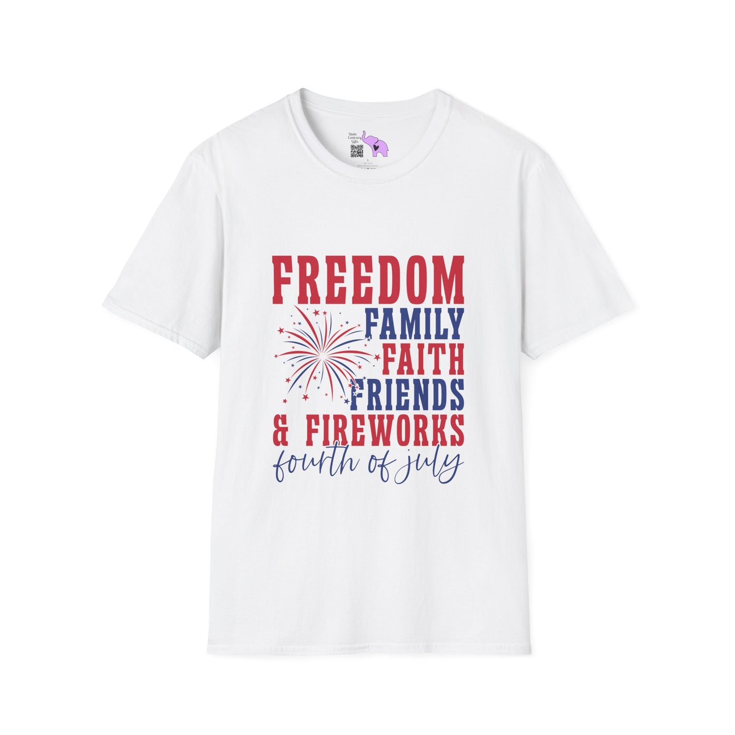 Freedom Family Faith Friends Fireworks 4th of July T-shirt