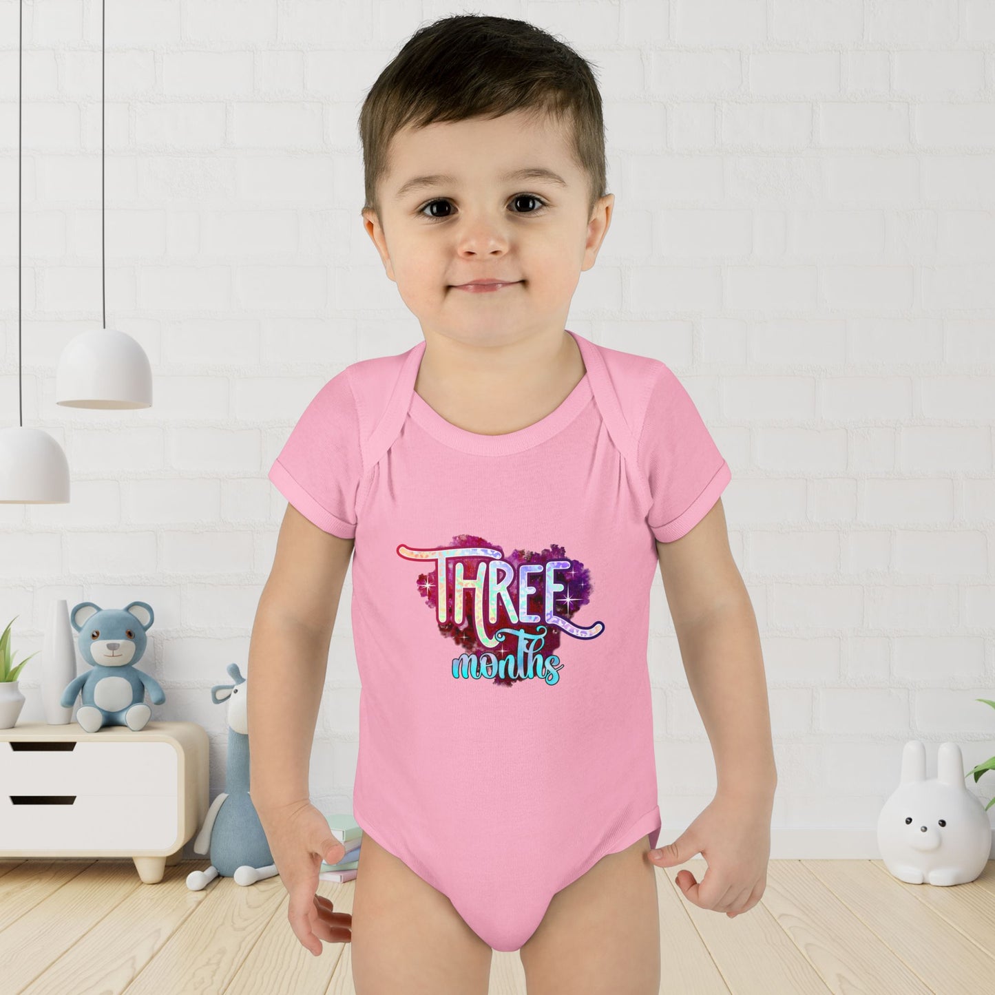 Stardust Baby Milestone Bodysuit-Three Months