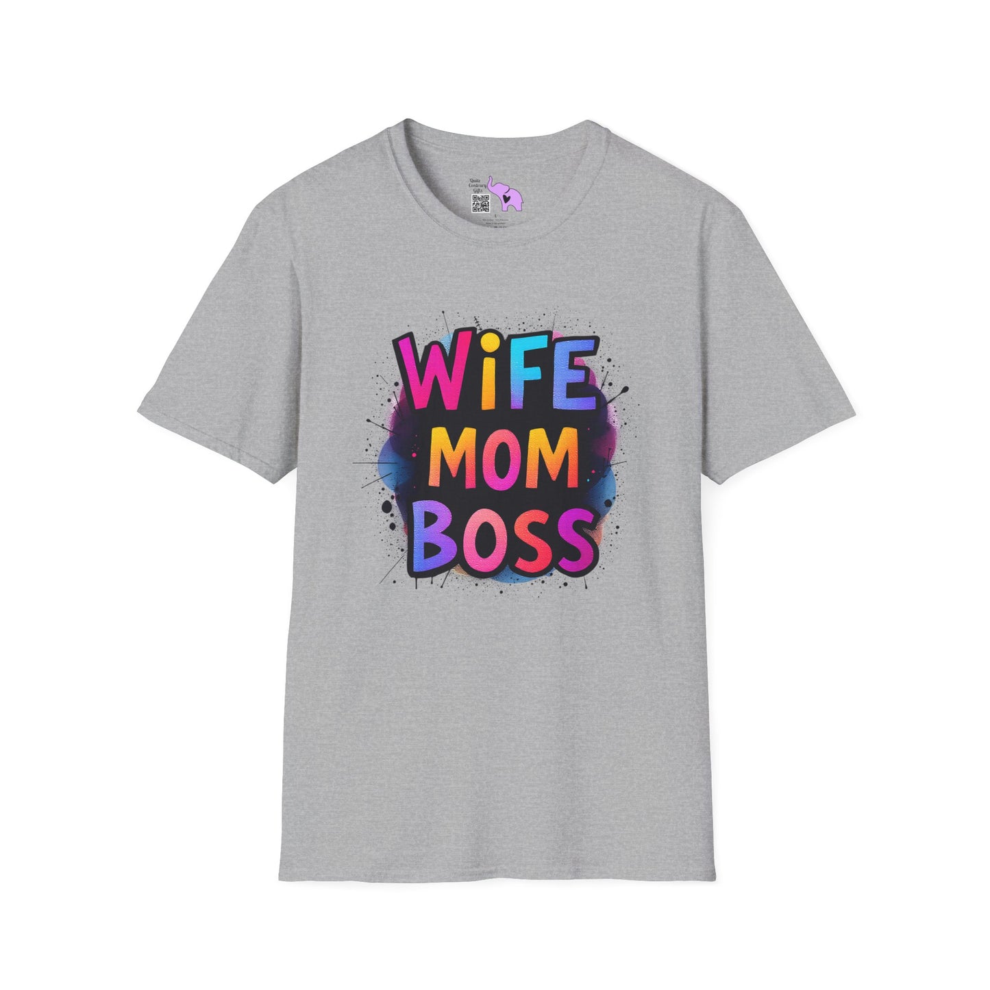 Wife Mom Boss (Primary Colors) Adult T-shirt