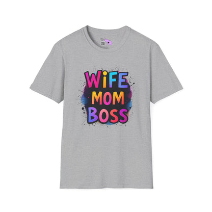 Wife Mom Boss (Primary Colors) Adult T-shirt