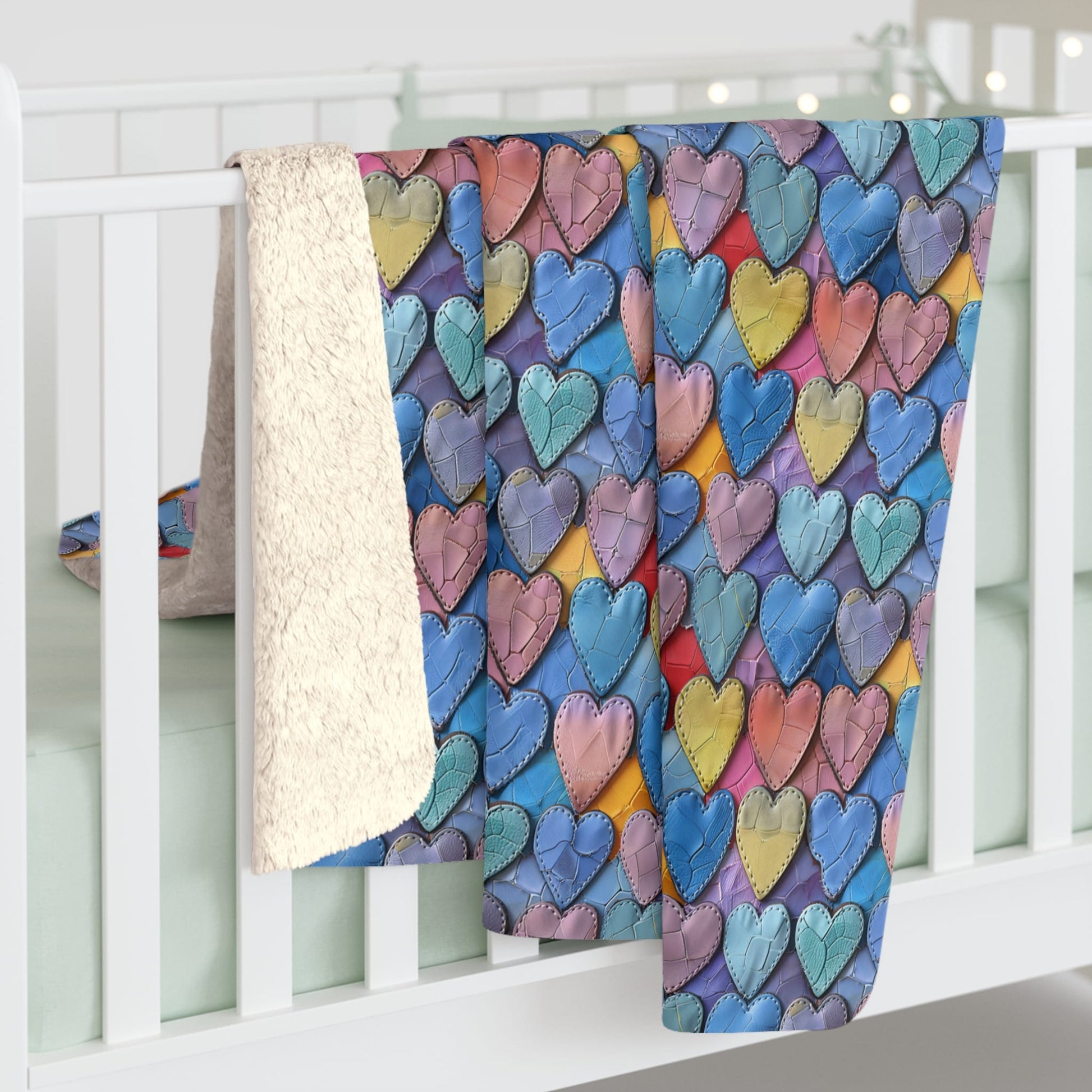 Color Pop Leather Hearts Fleece Blanket