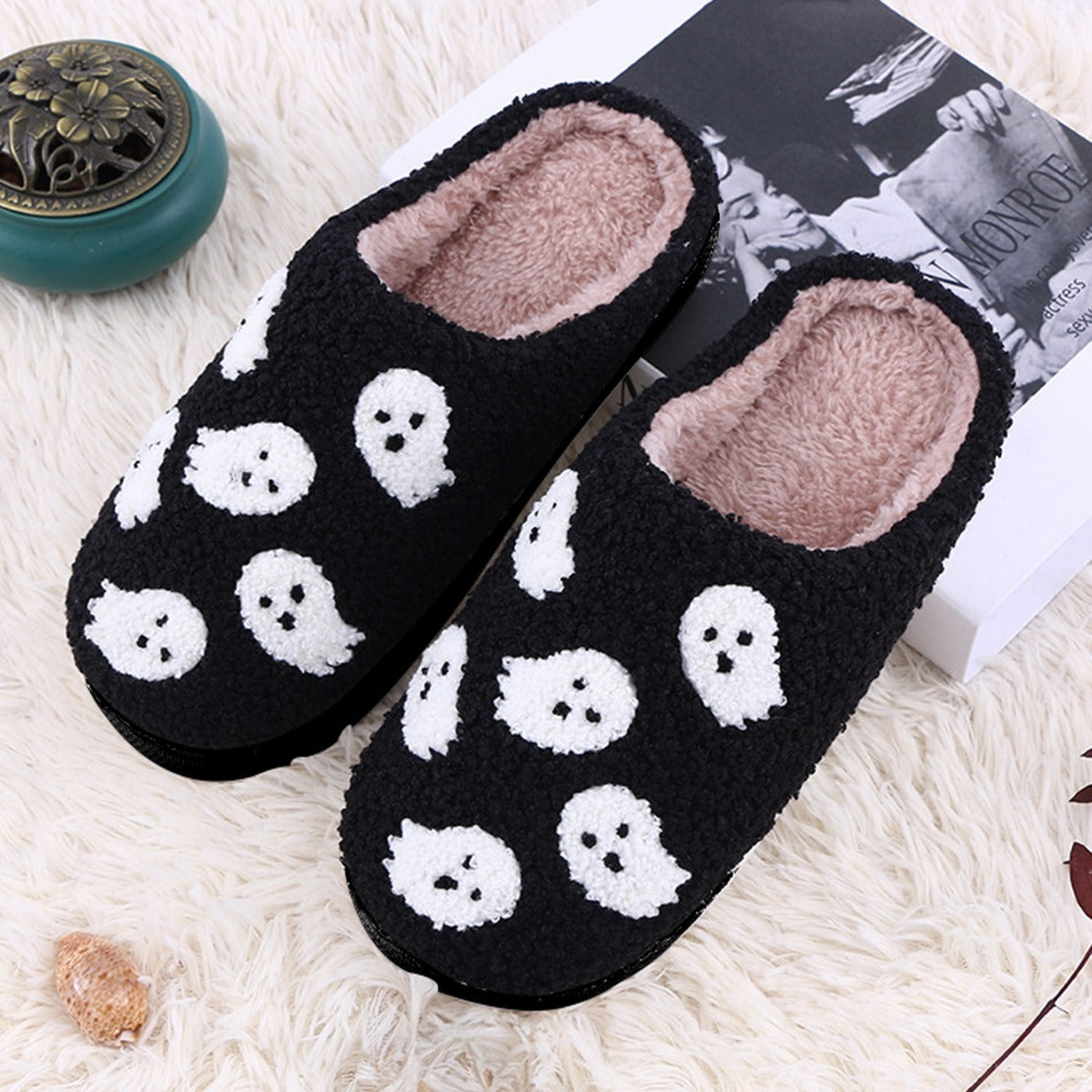 Cozy Halloween Ghost Slippers