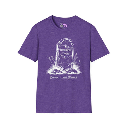 "Her Bloodwork Looked Fine" Headstone Adult T-shirt