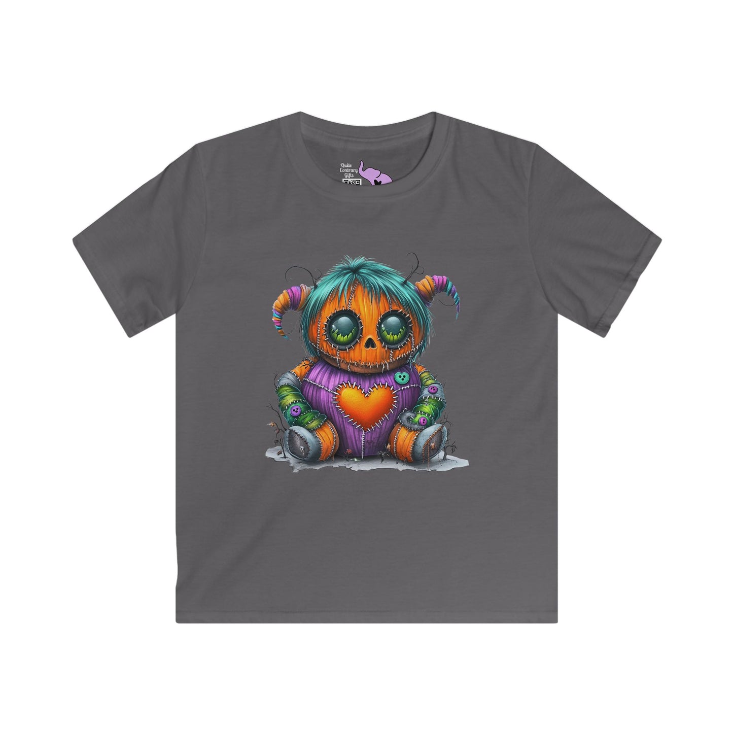 Patchwork Pumpkin Heart Youth Softstyle Tee