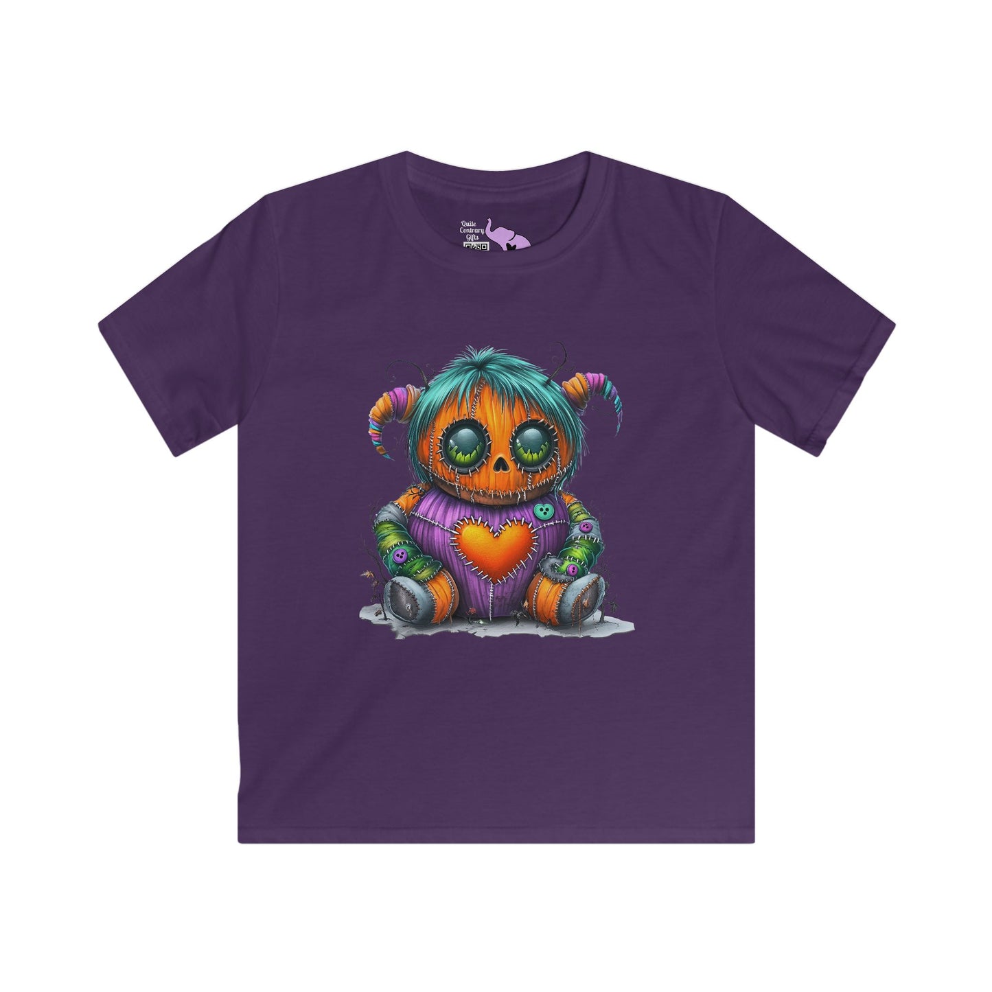 Patchwork Pumpkin Heart Youth Softstyle Tee