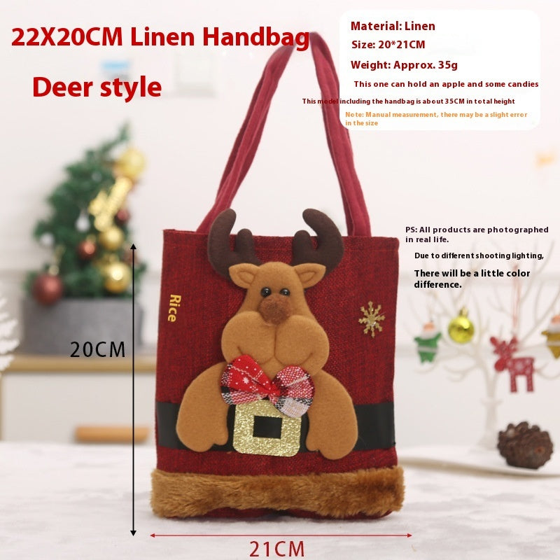 Christmas Candy Tote Bag Santa Claus Reindeer Snowman Bear Christmas Tree