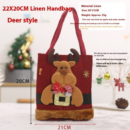 Christmas Candy Tote Bag Santa Claus Reindeer Snowman Bear Christmas Tree