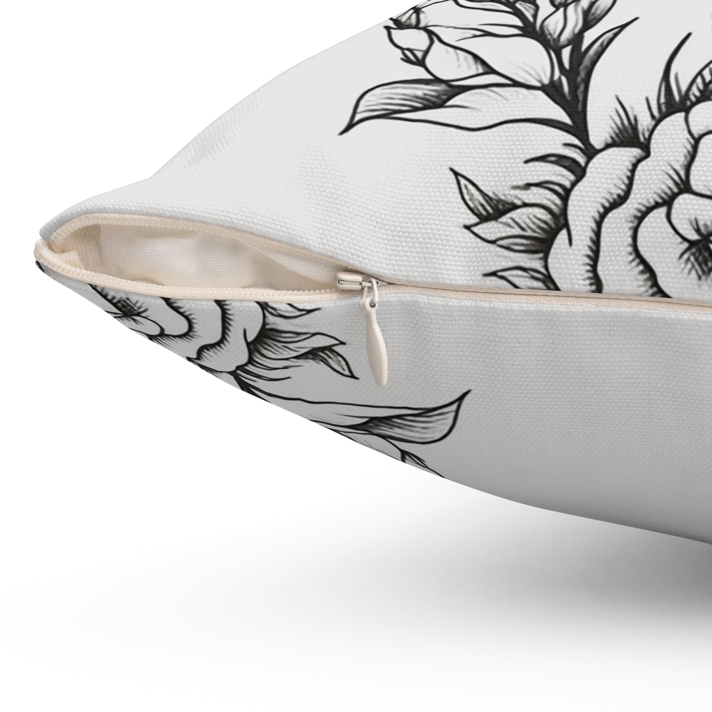 Midnight Rose Sketch Throw Pillow