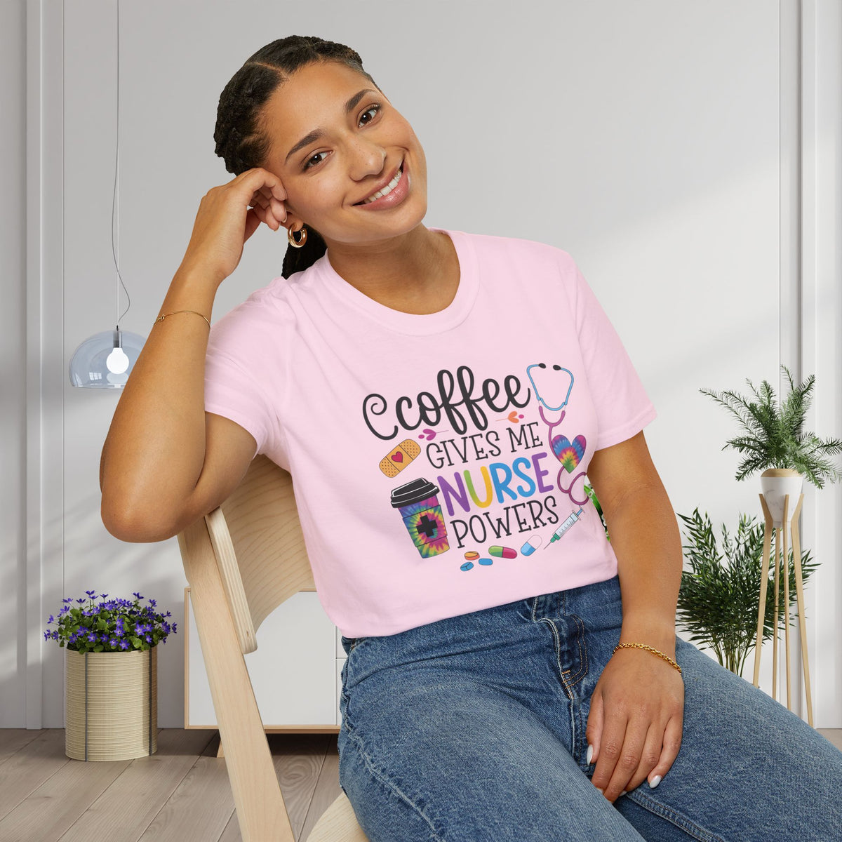 Coffee Gives Me Nurse Powers Adult T-shirt