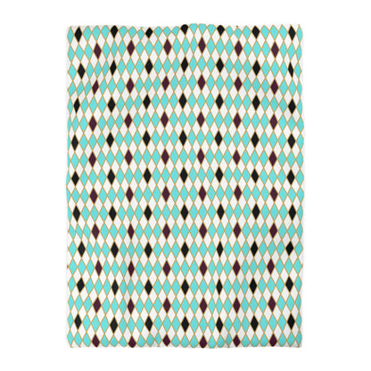 Teal/White Harlequin Microfiber Duvet Cover