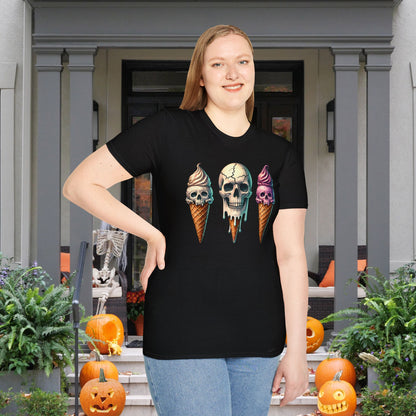 Ice Cream Cone Skull Adult T-shirt